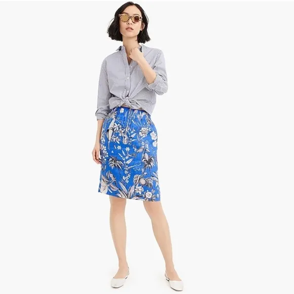 J. Crew Ratti Tropical Toile Linen Skirt