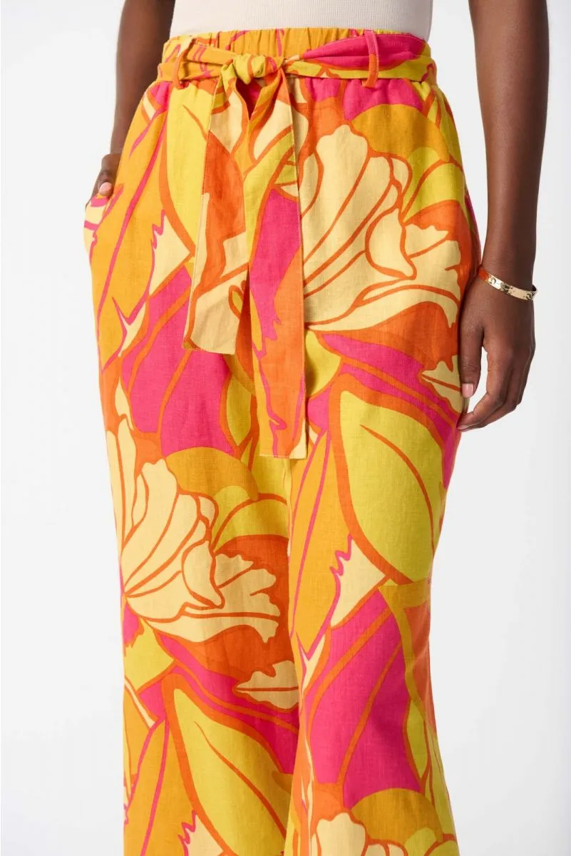 Joseph Ribkoff Pink/Multi Tropical Print Pull On Wide Leg Pants 242910