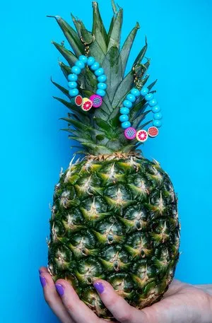 Juicy Blue and Pink Fruit Earrings
