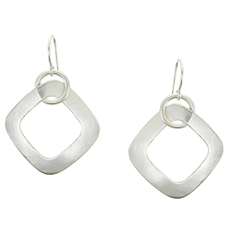 Large Cutout Square with Interlocking Ring Wire Earrings