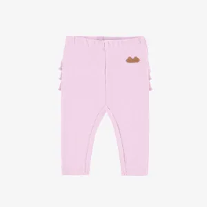 Legging lilas à volants en tricot côtelé, naissance || Lilac legging with ruffles in ribbed knit, newborn