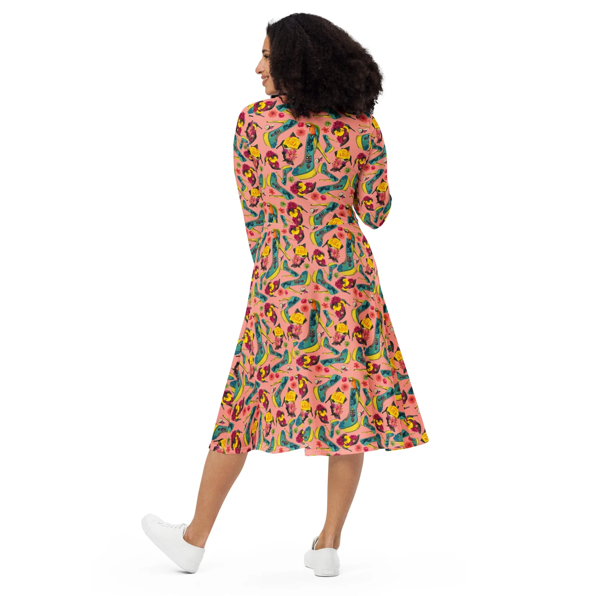 Long sleeve midi dress 'Tropical'