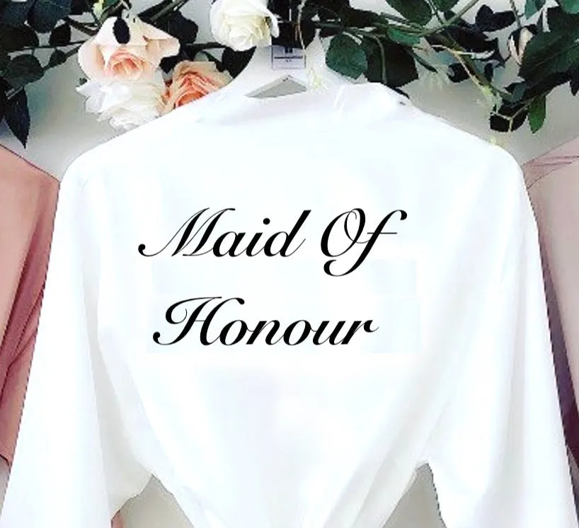 Lulabay ladies personalised bridal satin side slit lace robe