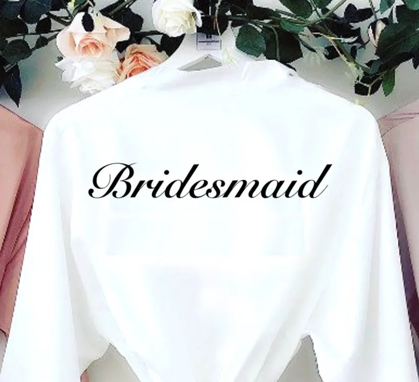 Lulabay ladies personalised bridal satin side slit lace robe