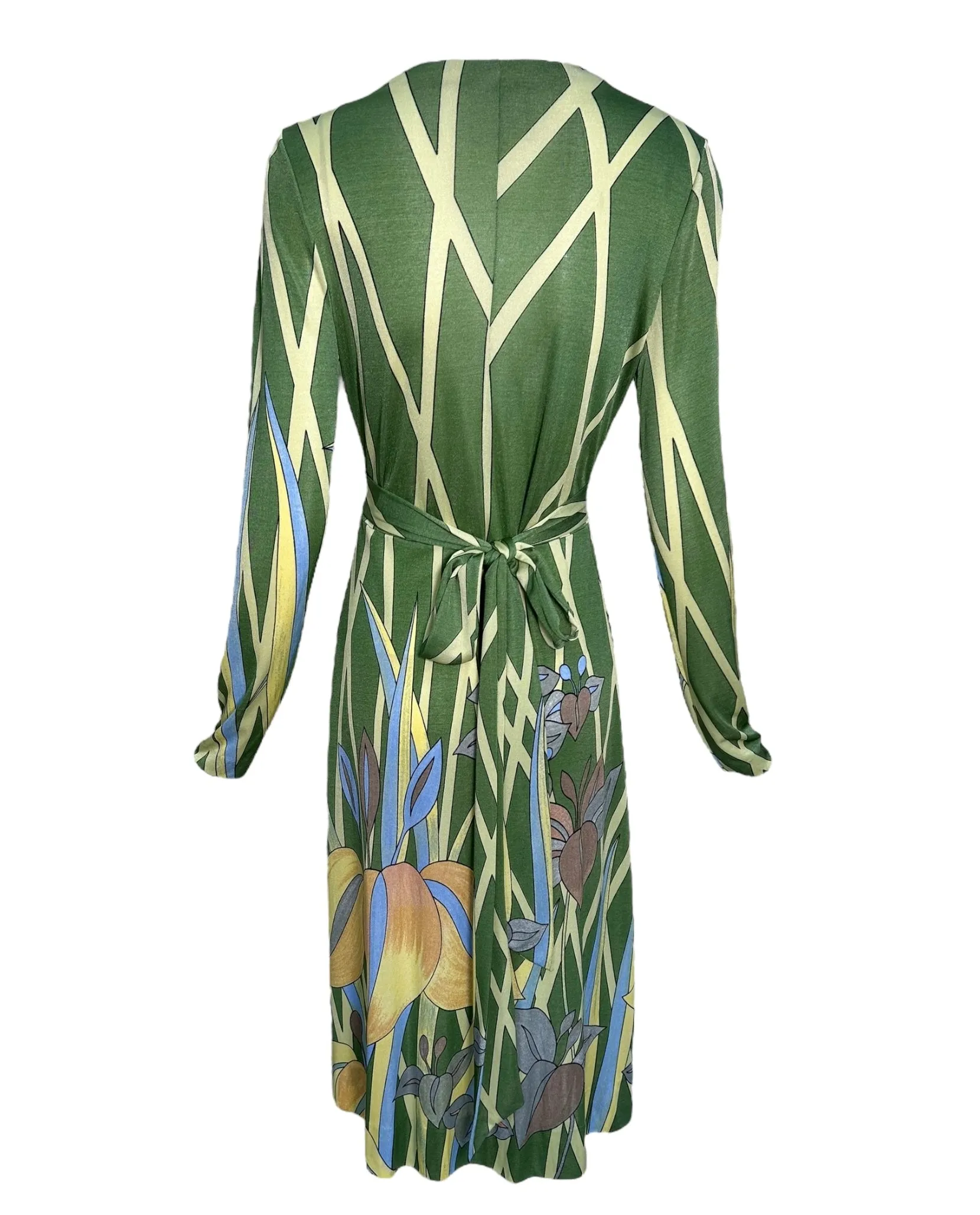 Mac-Tac 1970s Green Tropical Print Day Dress