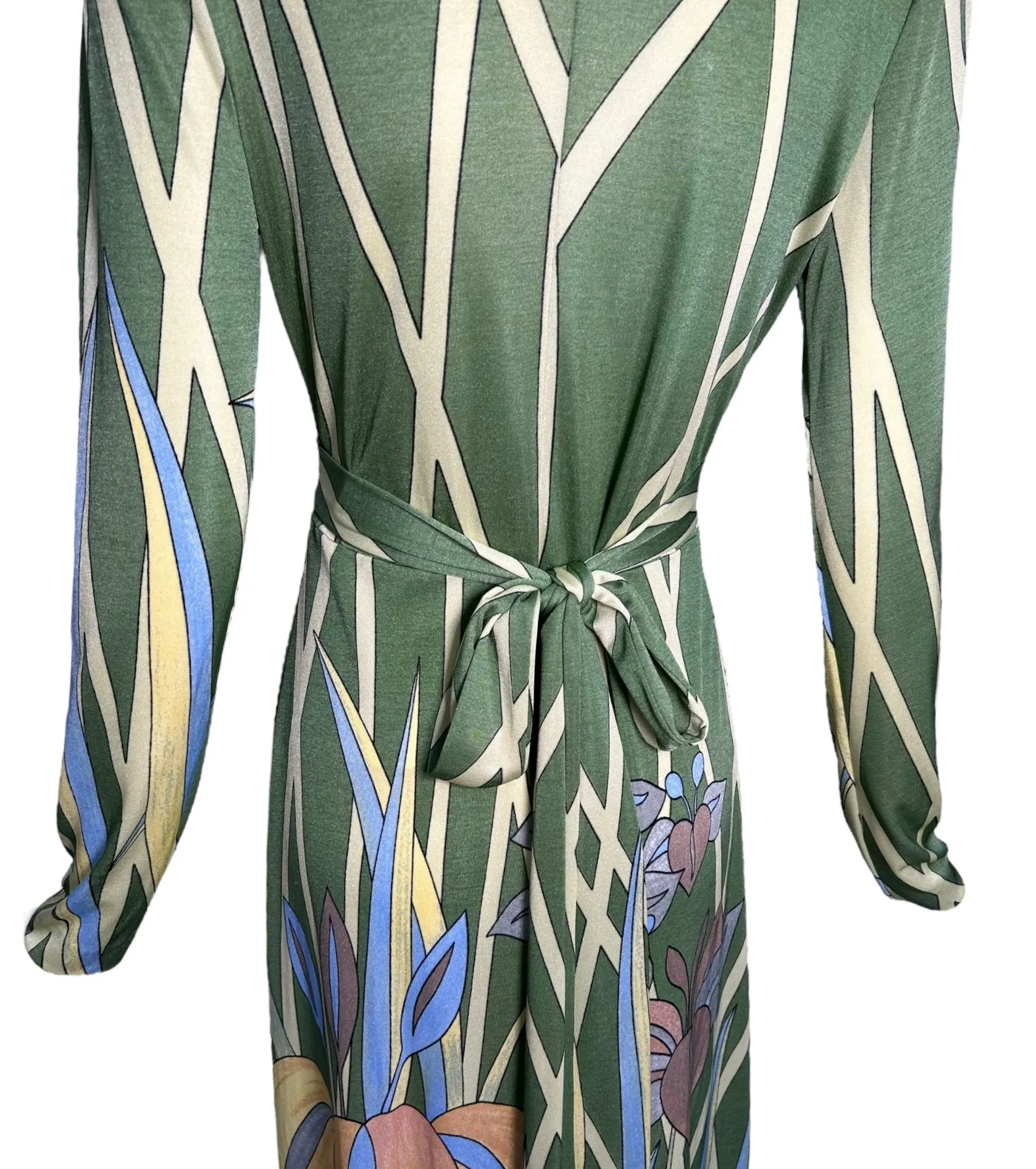 Mac-Tac 1970s Green Tropical Print Day Dress