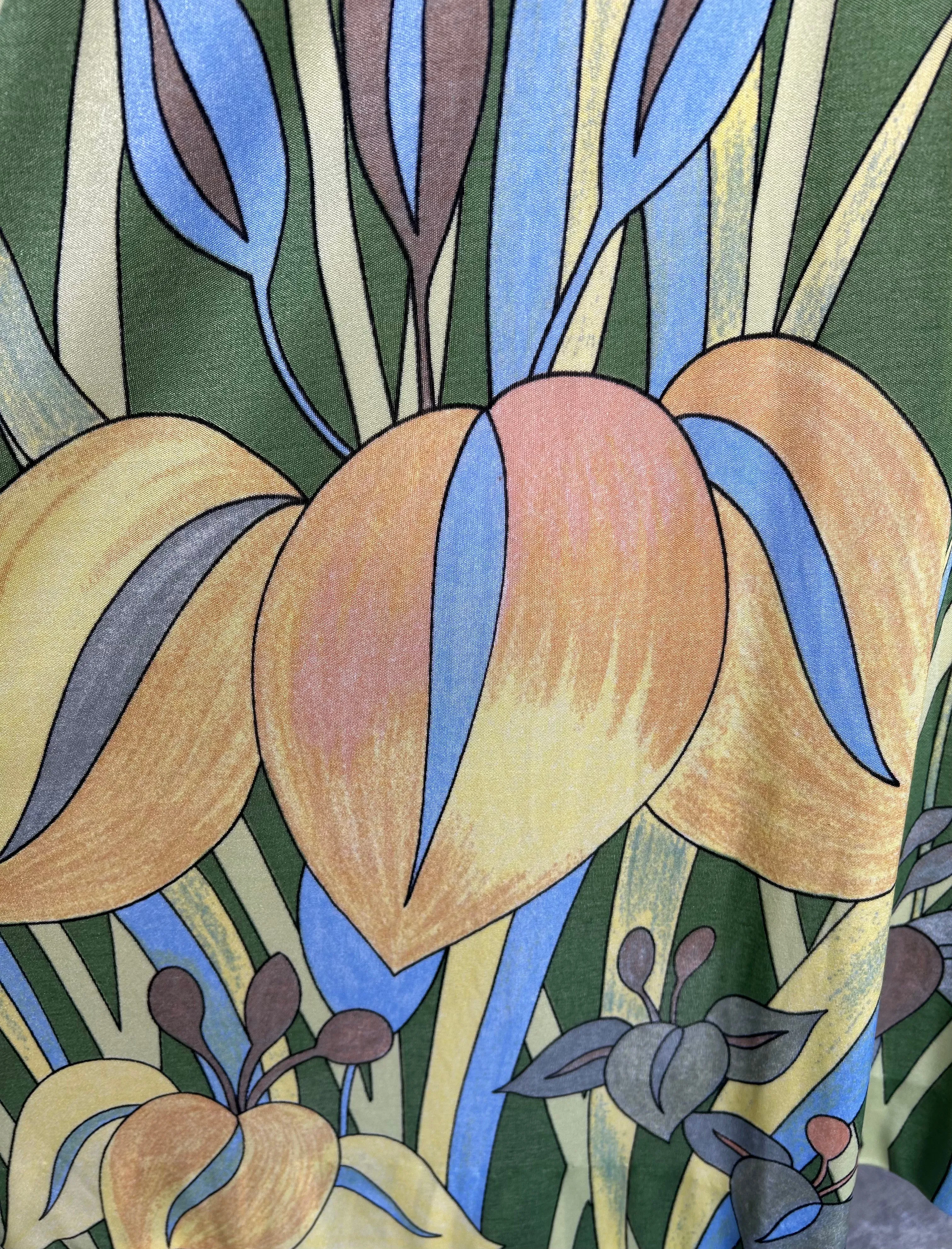 Mac-Tac 1970s Green Tropical Print Day Dress