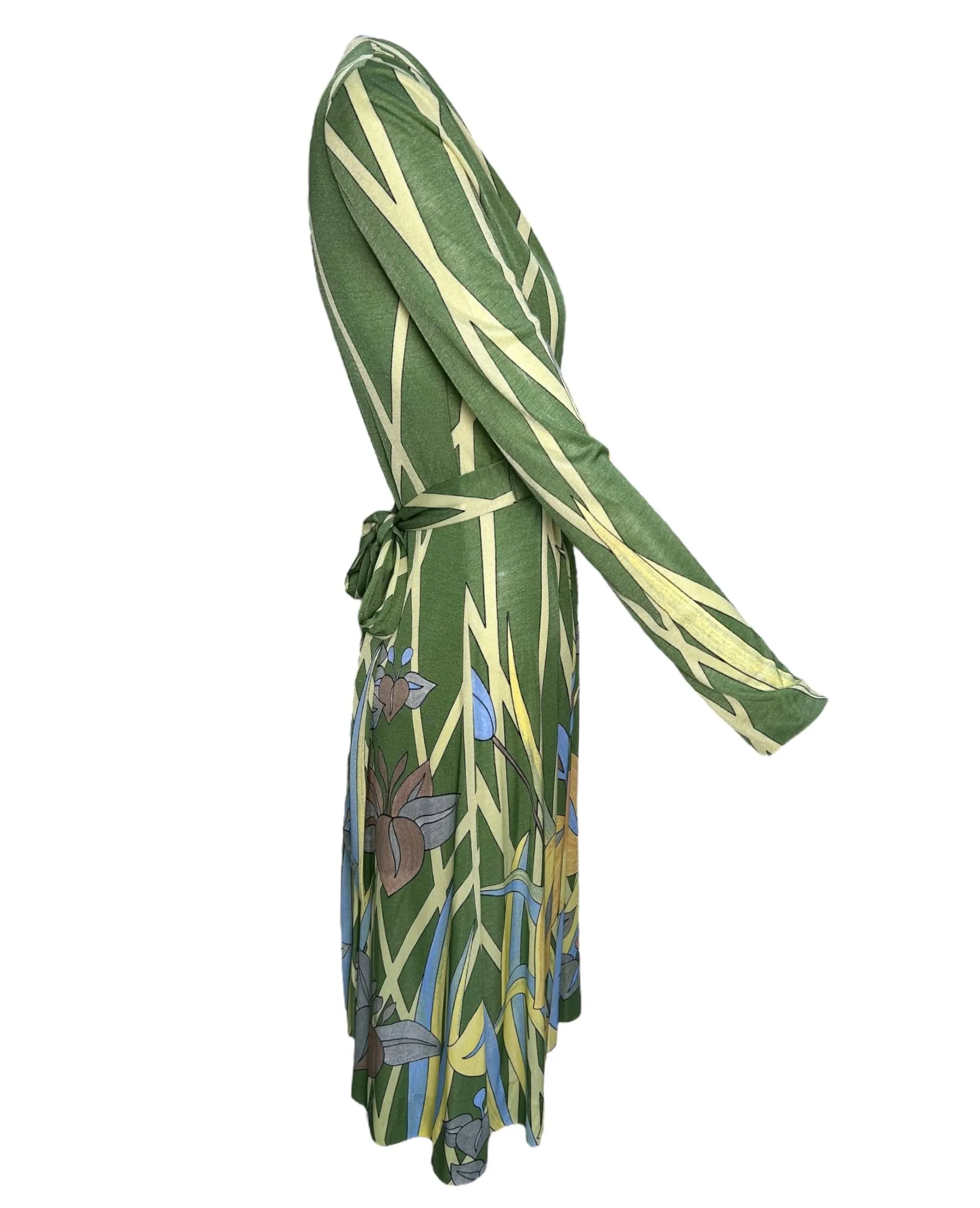 Mac-Tac 1970s Green Tropical Print Day Dress
