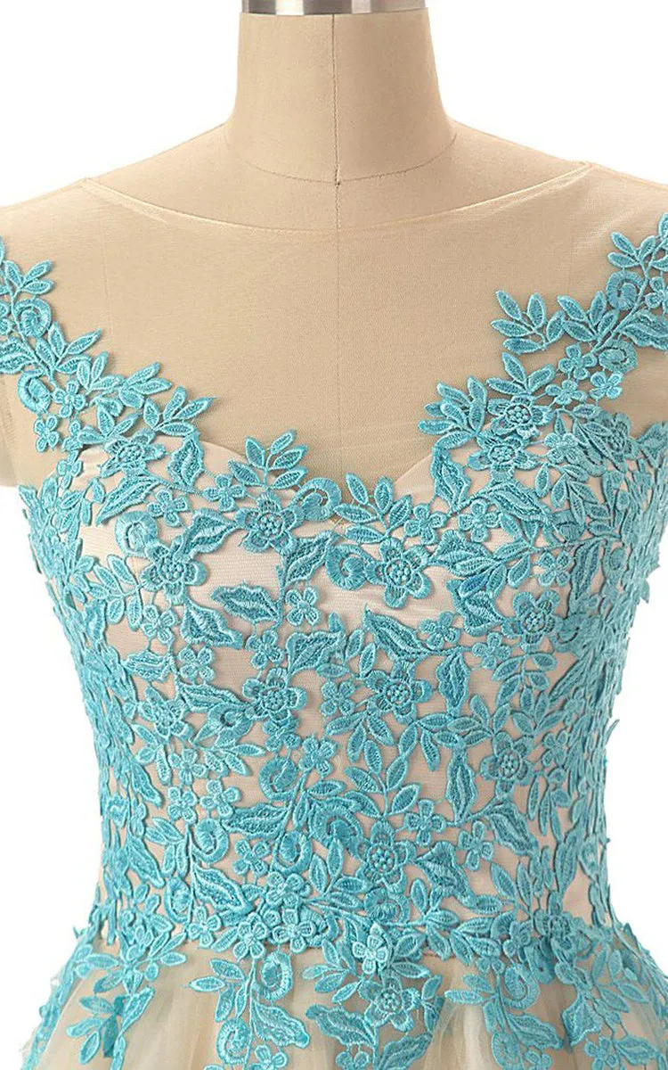 Magical A-line Tulle Short Dress With Lace Appliques-310812