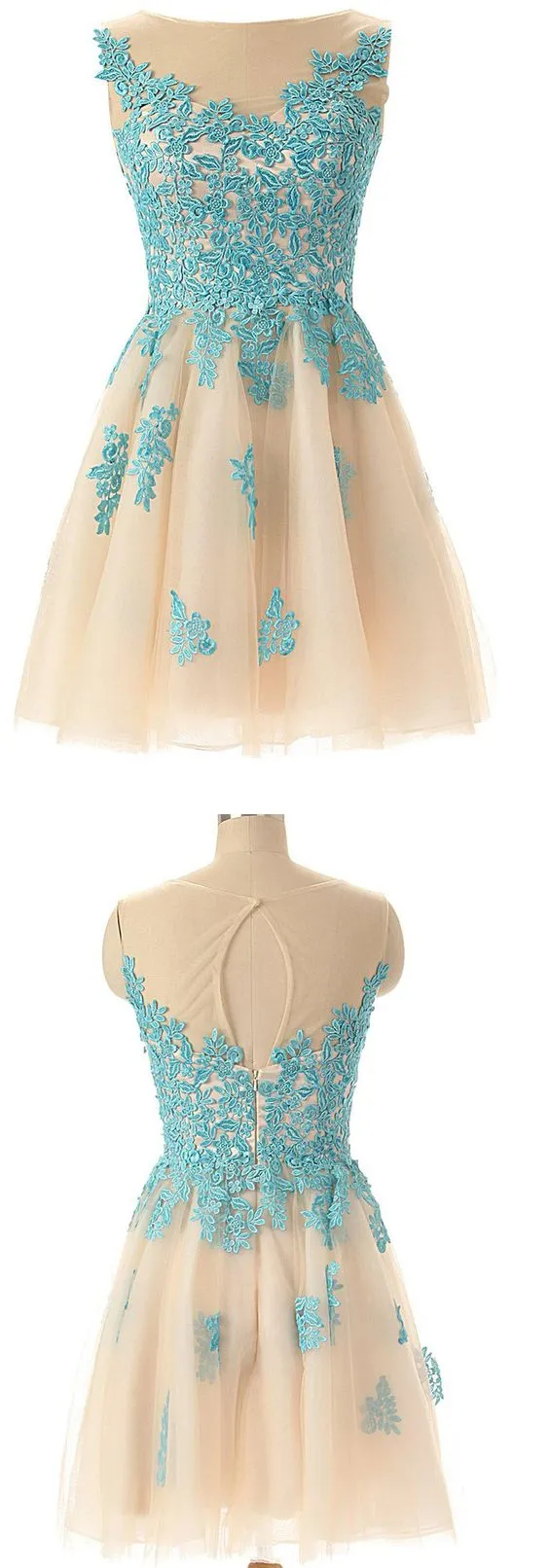 Magical A-line Tulle Short Dress With Lace Appliques-310812