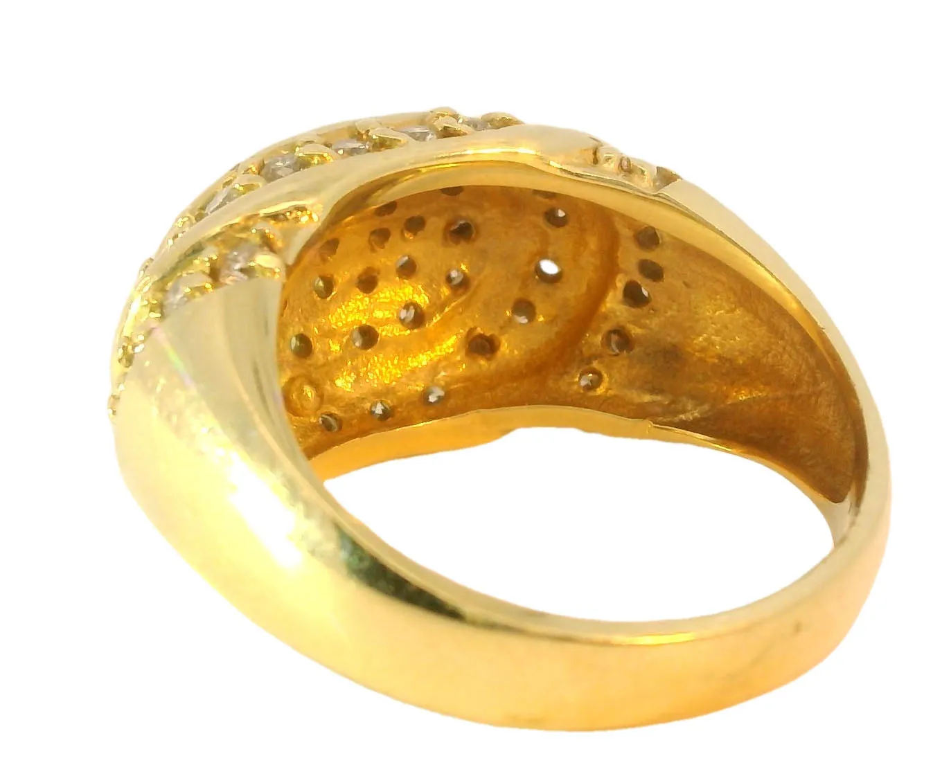 Magnificent Estate 14K Yellow Gold Diamond Designer Tiered Dome Band Ring