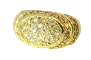 Magnificent Estate 14K Yellow Gold Diamond Designer Tiered Dome Band Ring