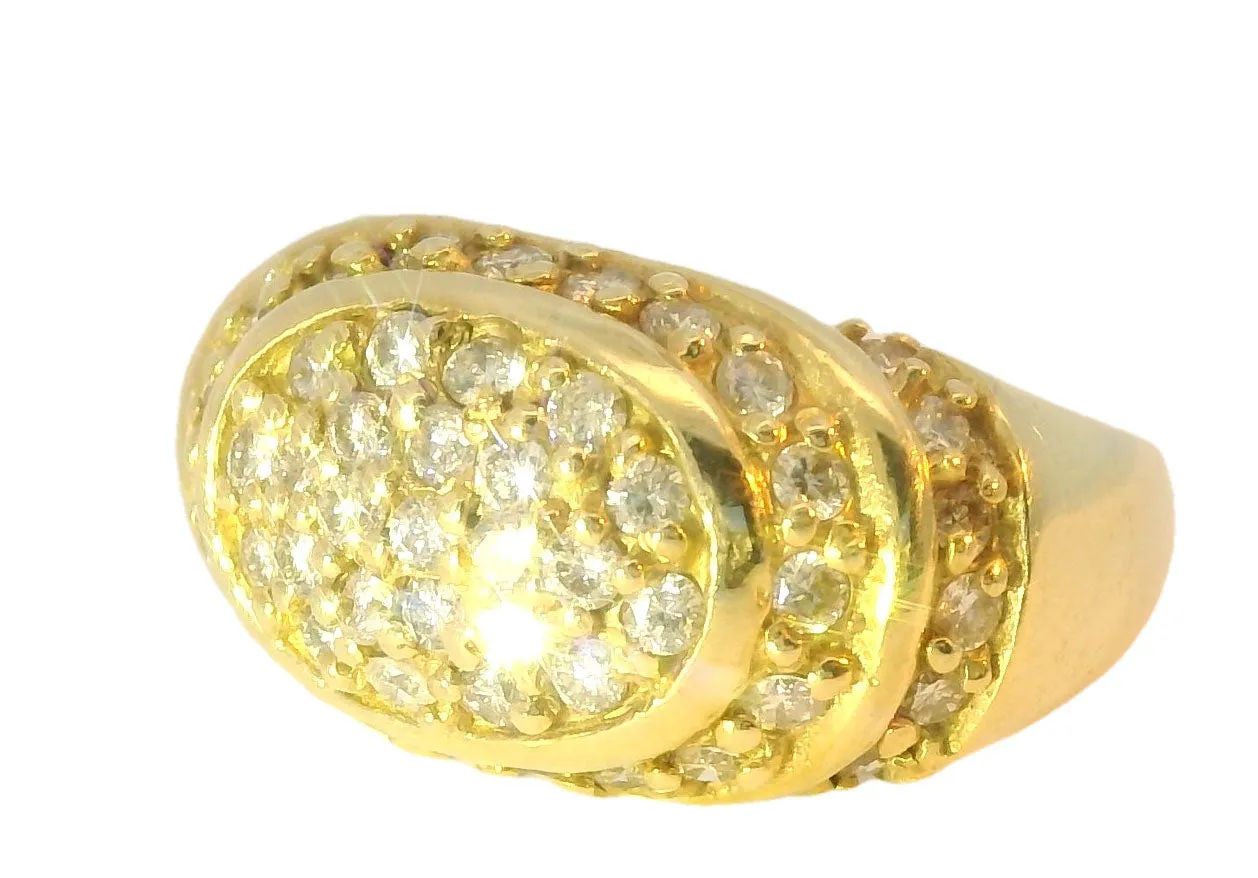 Magnificent Estate 14K Yellow Gold Diamond Designer Tiered Dome Band Ring