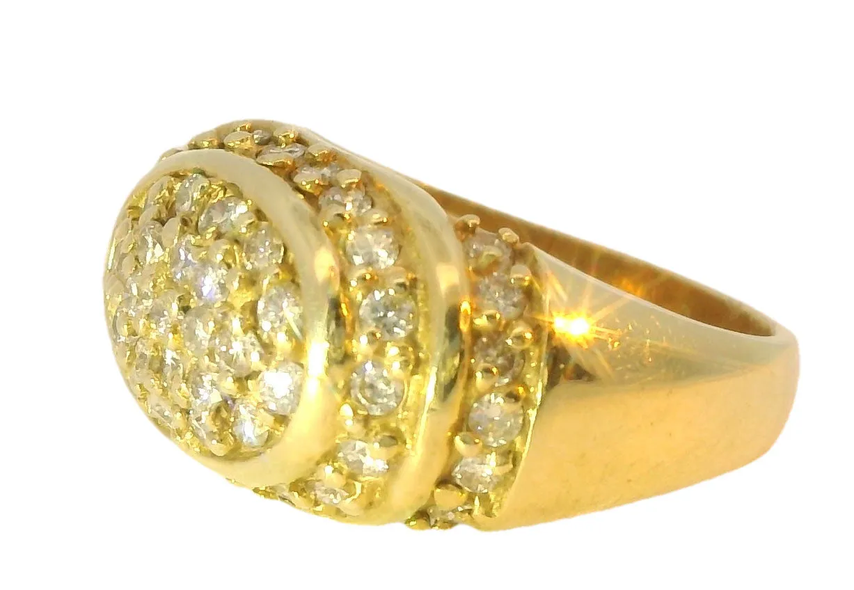 Magnificent Estate 14K Yellow Gold Diamond Designer Tiered Dome Band Ring