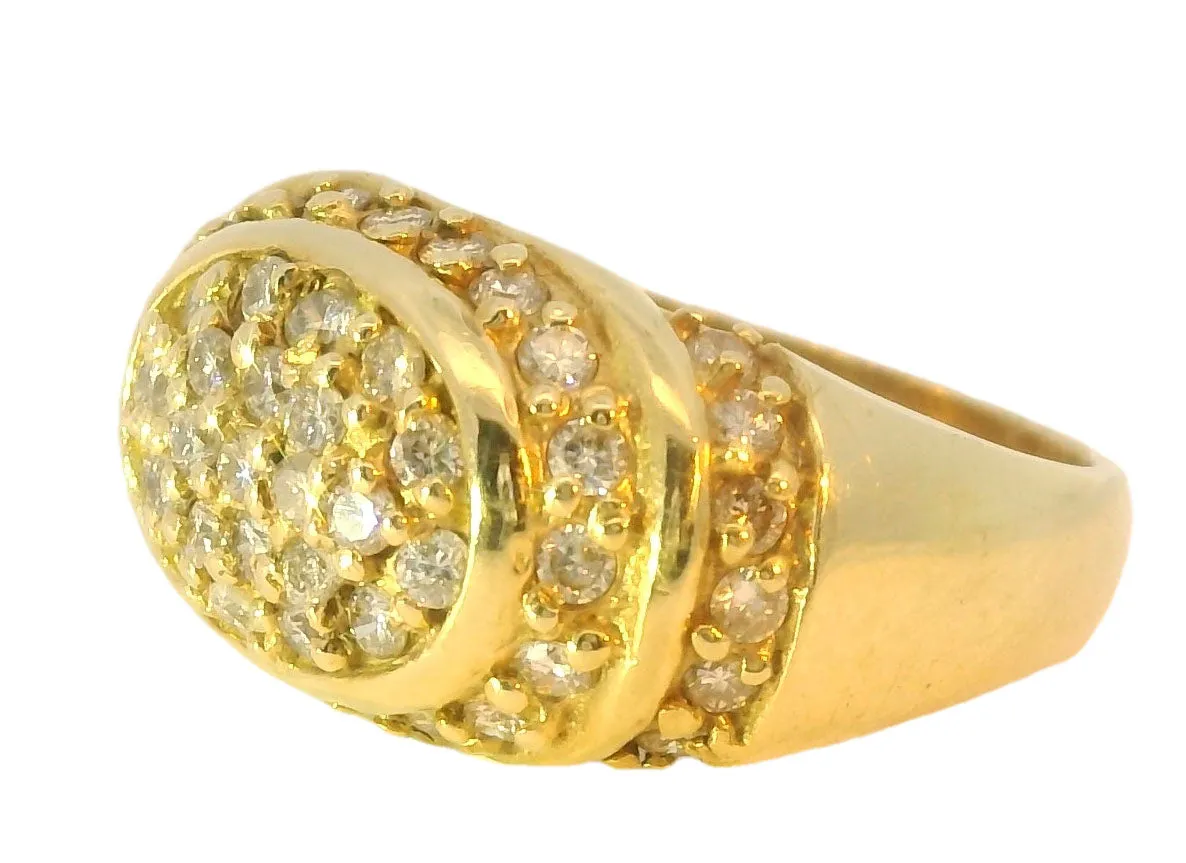 Magnificent Estate 14K Yellow Gold Diamond Designer Tiered Dome Band Ring