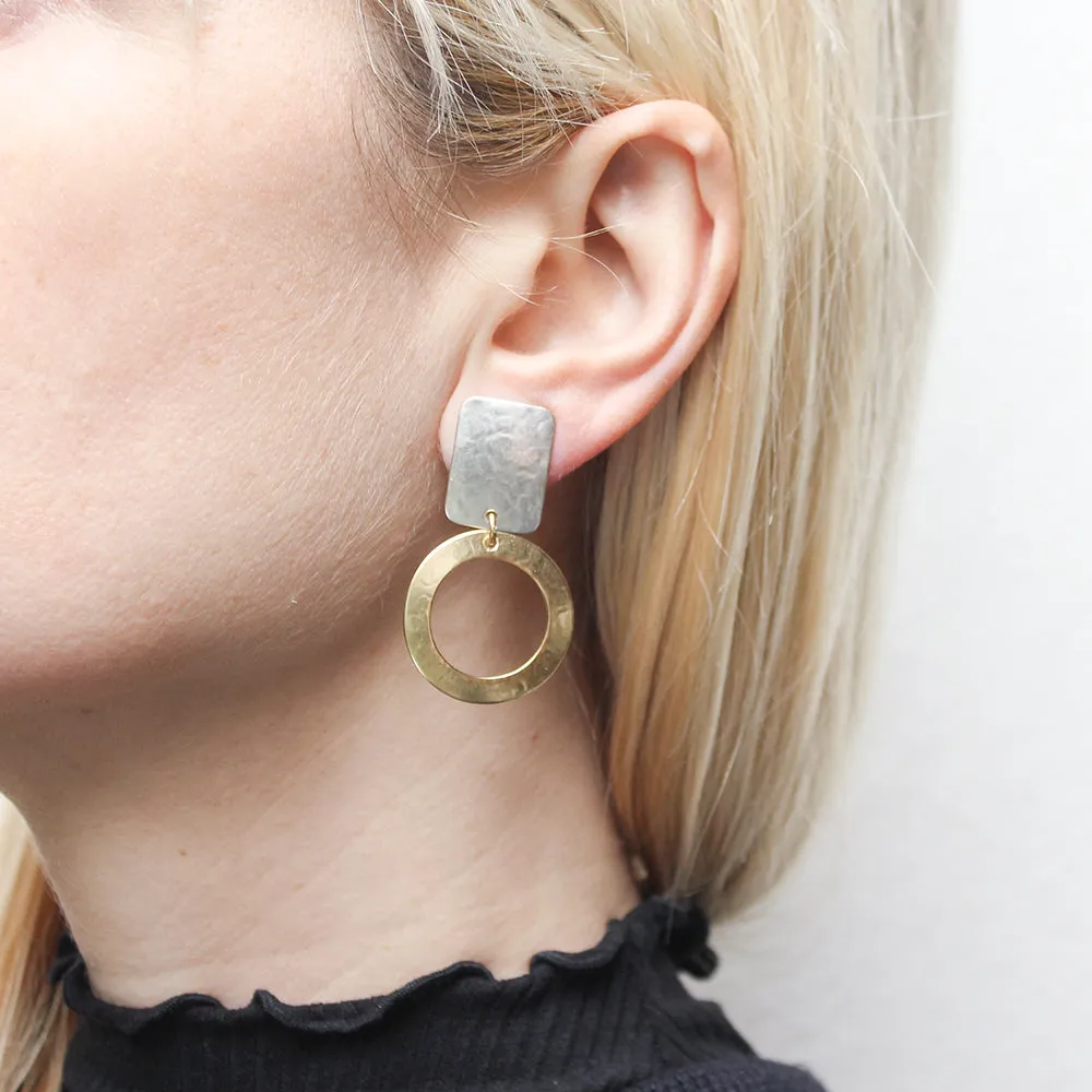 Medium Rectangle with Wide Ring Clip or Post Earring