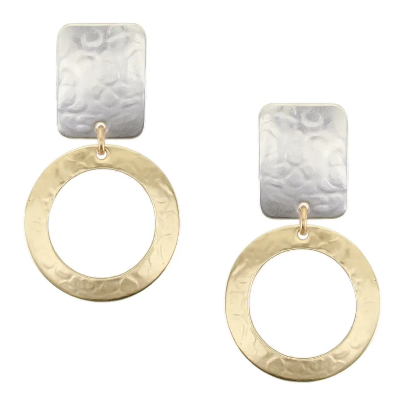 Medium Rectangle with Wide Ring Clip or Post Earring