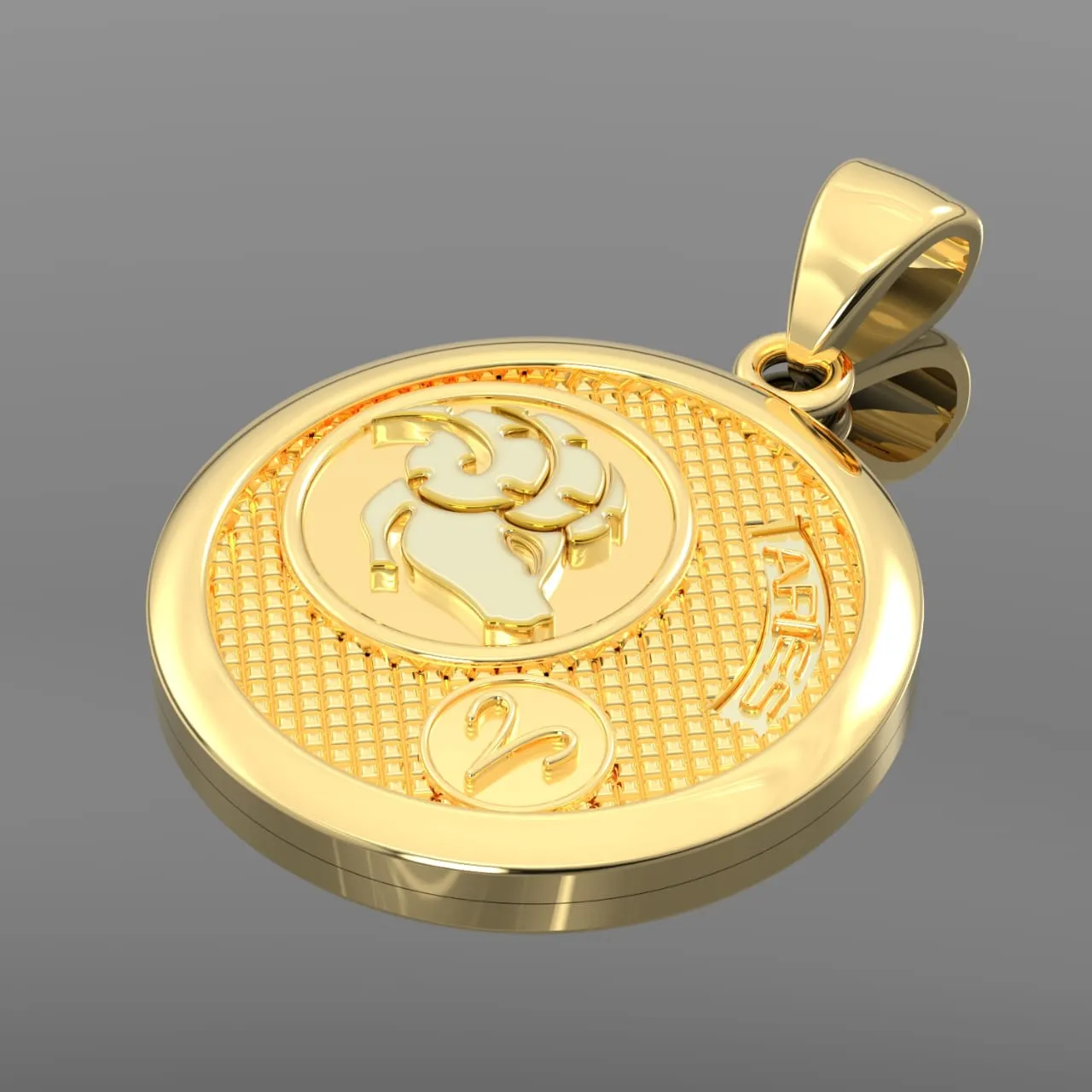 Men's 14k Yellow Gold Aries the Ram Zodiac Pendant Necklace, 33mm
