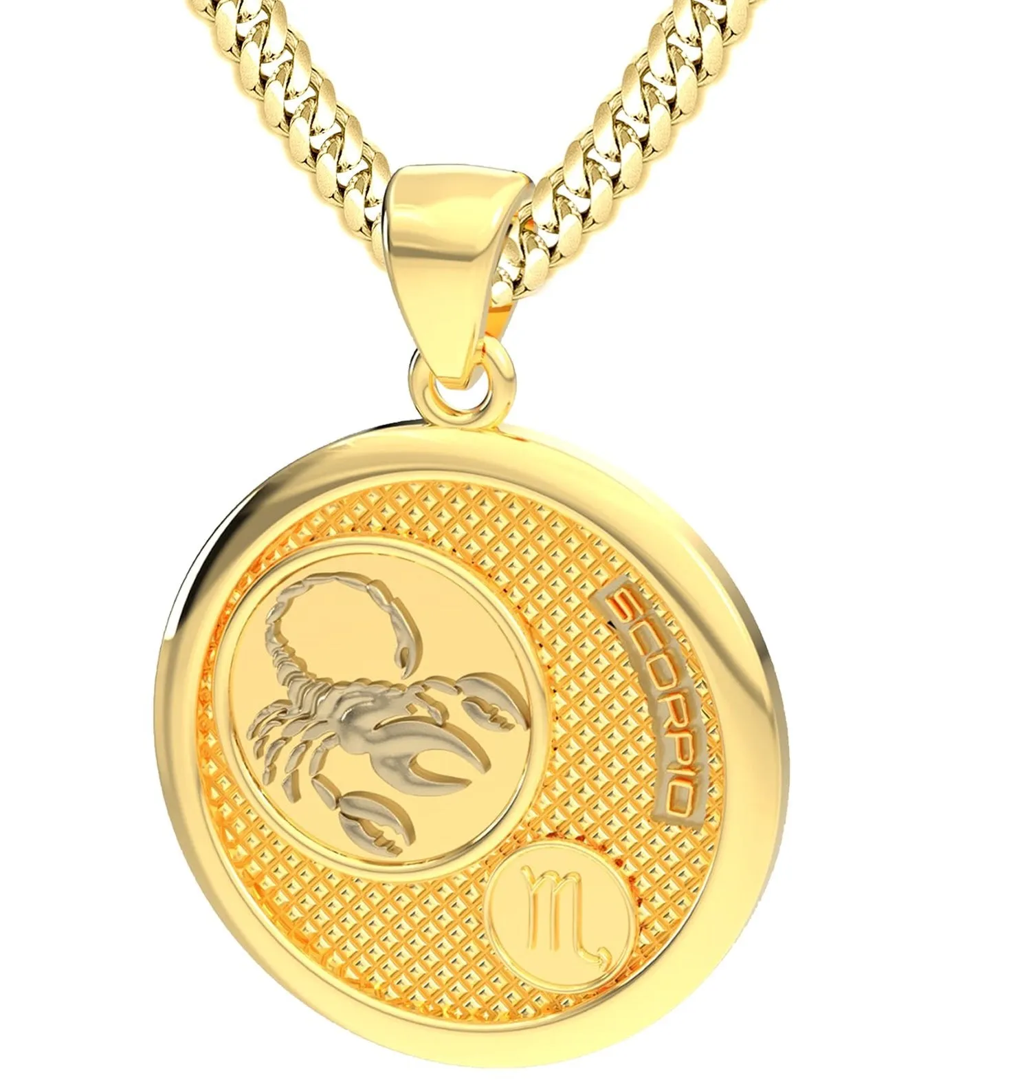 Men's 14k Yellow Gold Scorpio the Scorpion Zodiac Pendant Necklace, 33mm