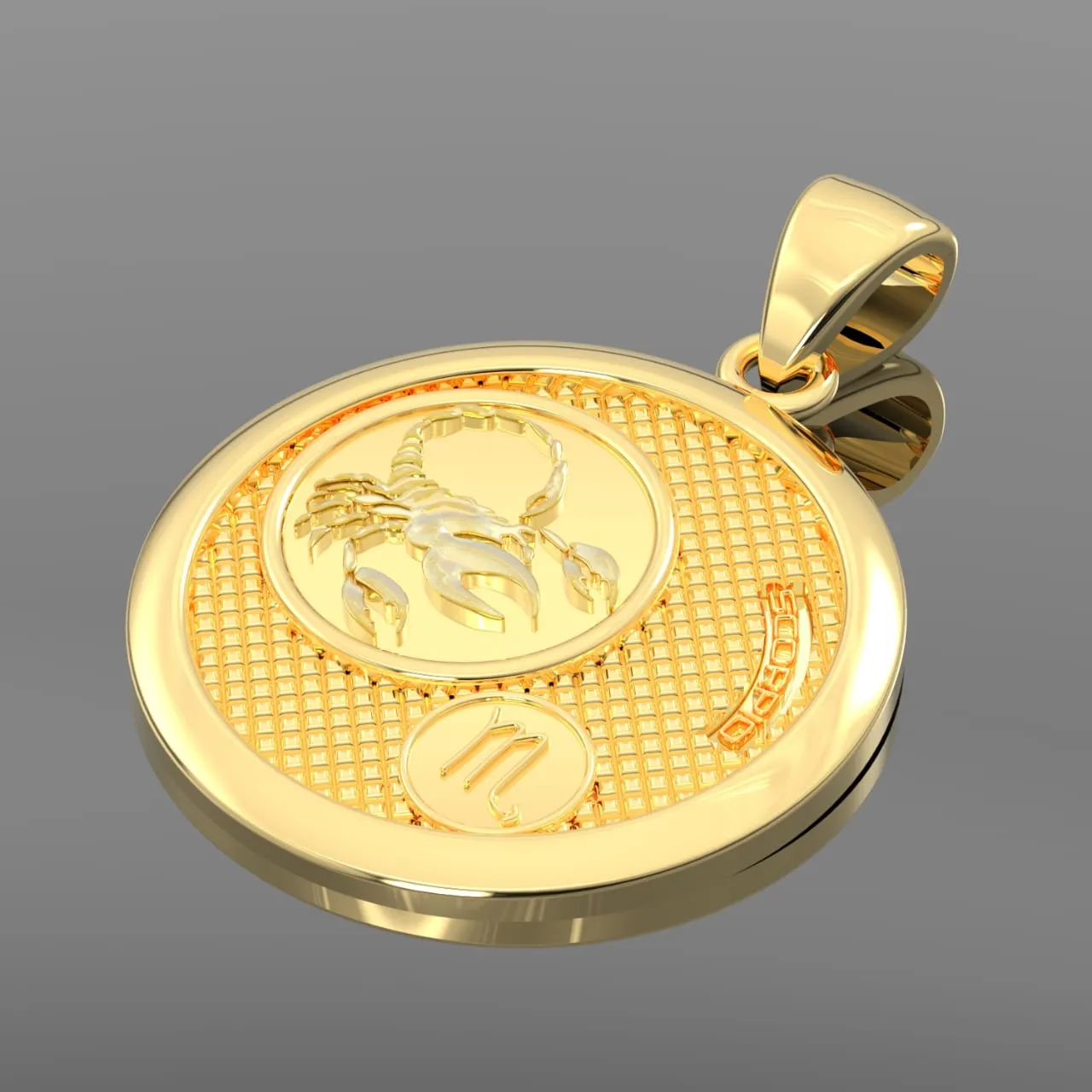 Men's 14k Yellow Gold Scorpio the Scorpion Zodiac Pendant Necklace, 33mm