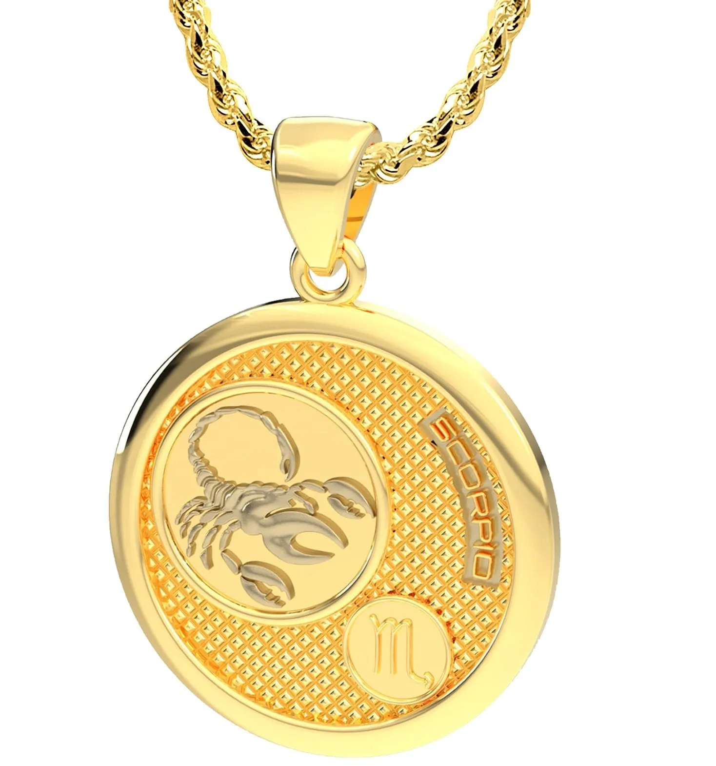 Men's 14k Yellow Gold Scorpio the Scorpion Zodiac Pendant Necklace, 33mm