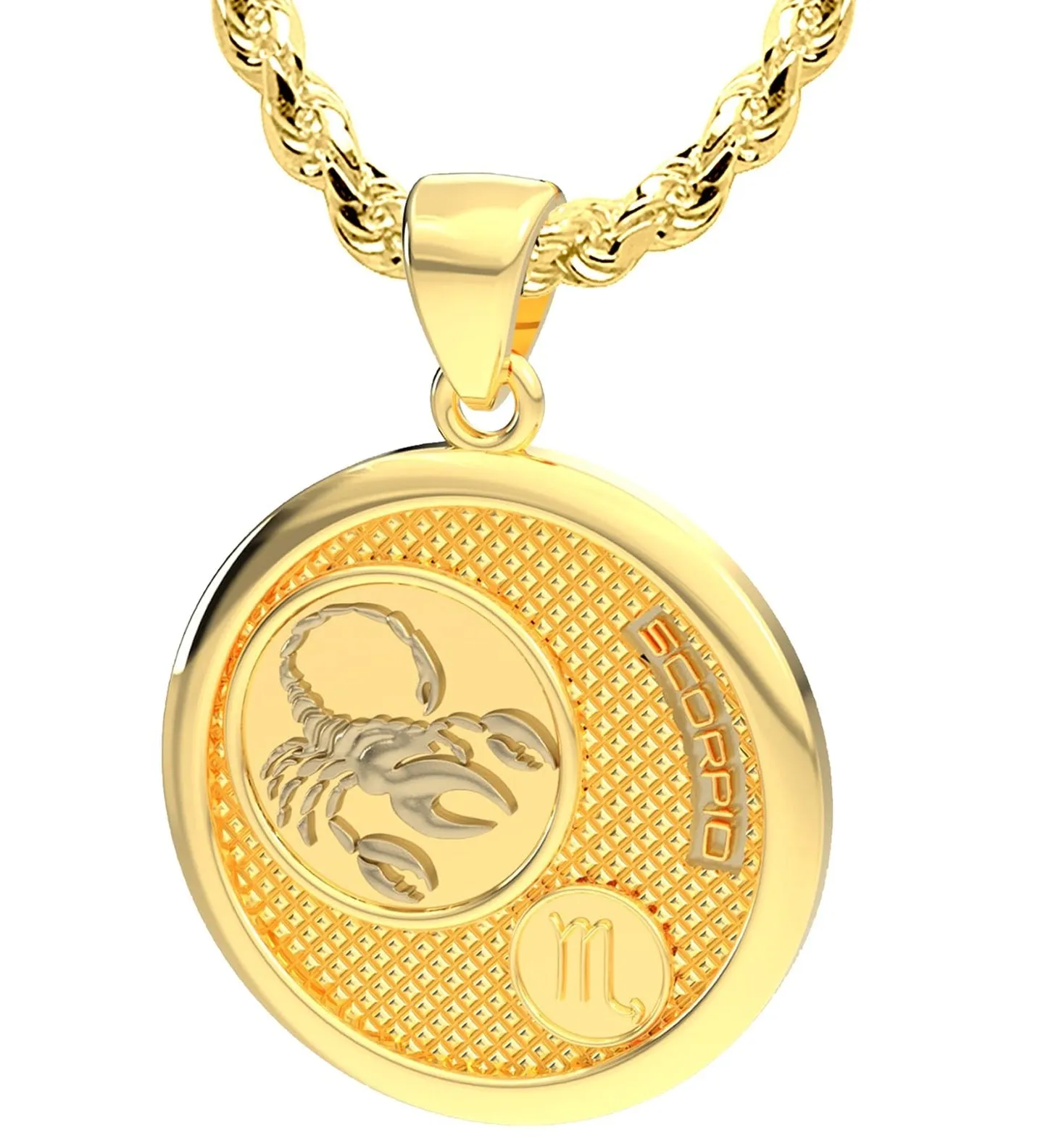 Men's 14k Yellow Gold Scorpio the Scorpion Zodiac Pendant Necklace, 33mm