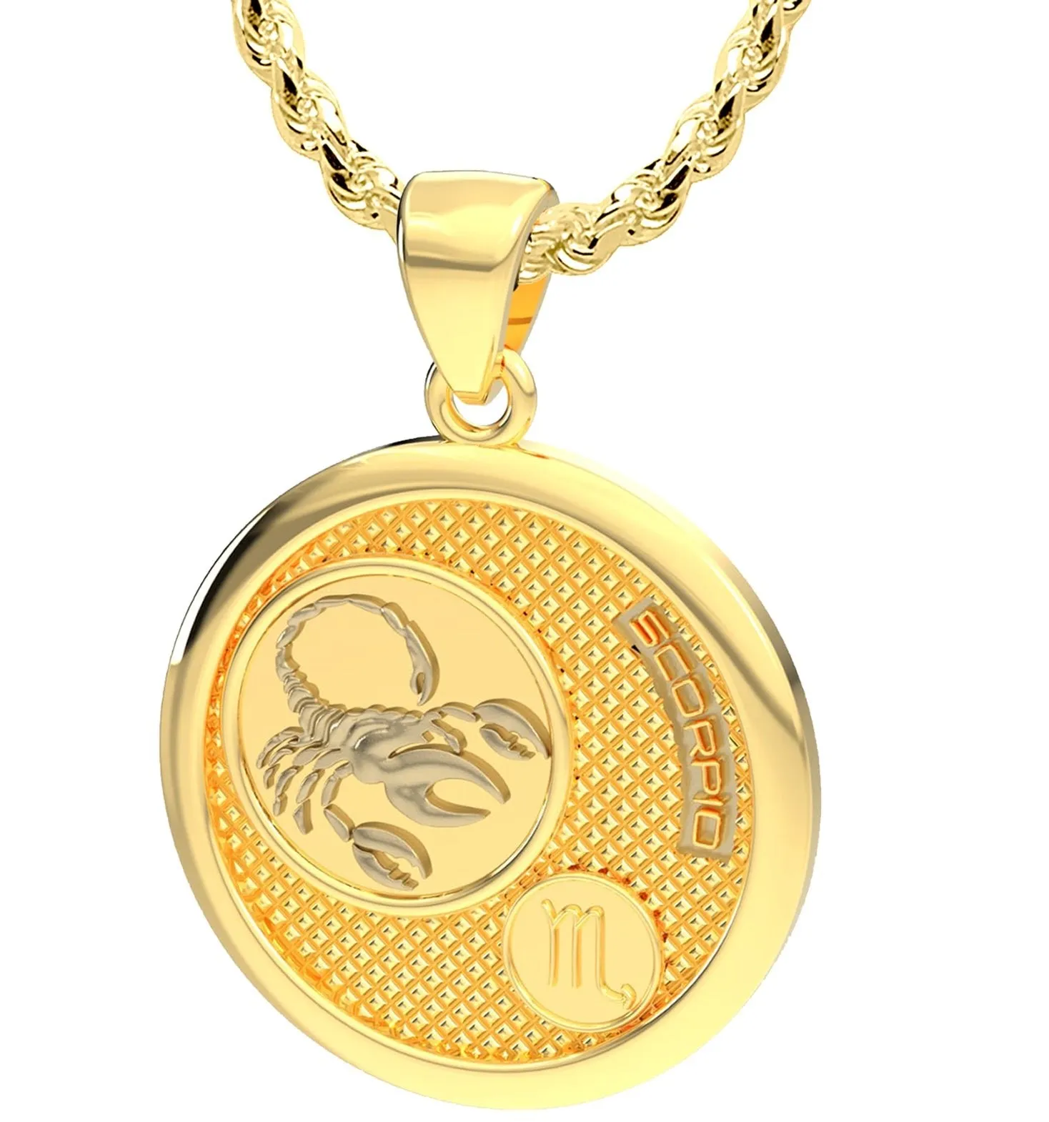 Men's 14k Yellow Gold Scorpio the Scorpion Zodiac Pendant Necklace, 33mm