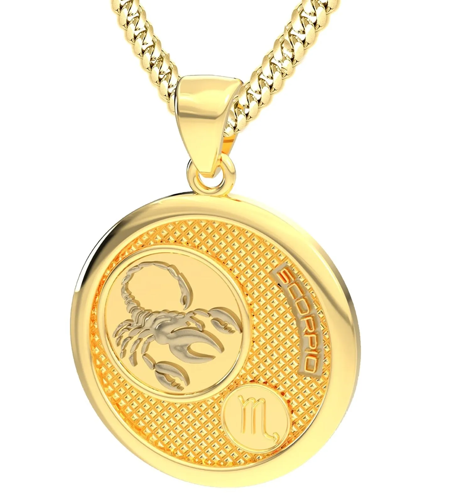 Men's 14k Yellow Gold Scorpio the Scorpion Zodiac Pendant Necklace, 33mm
