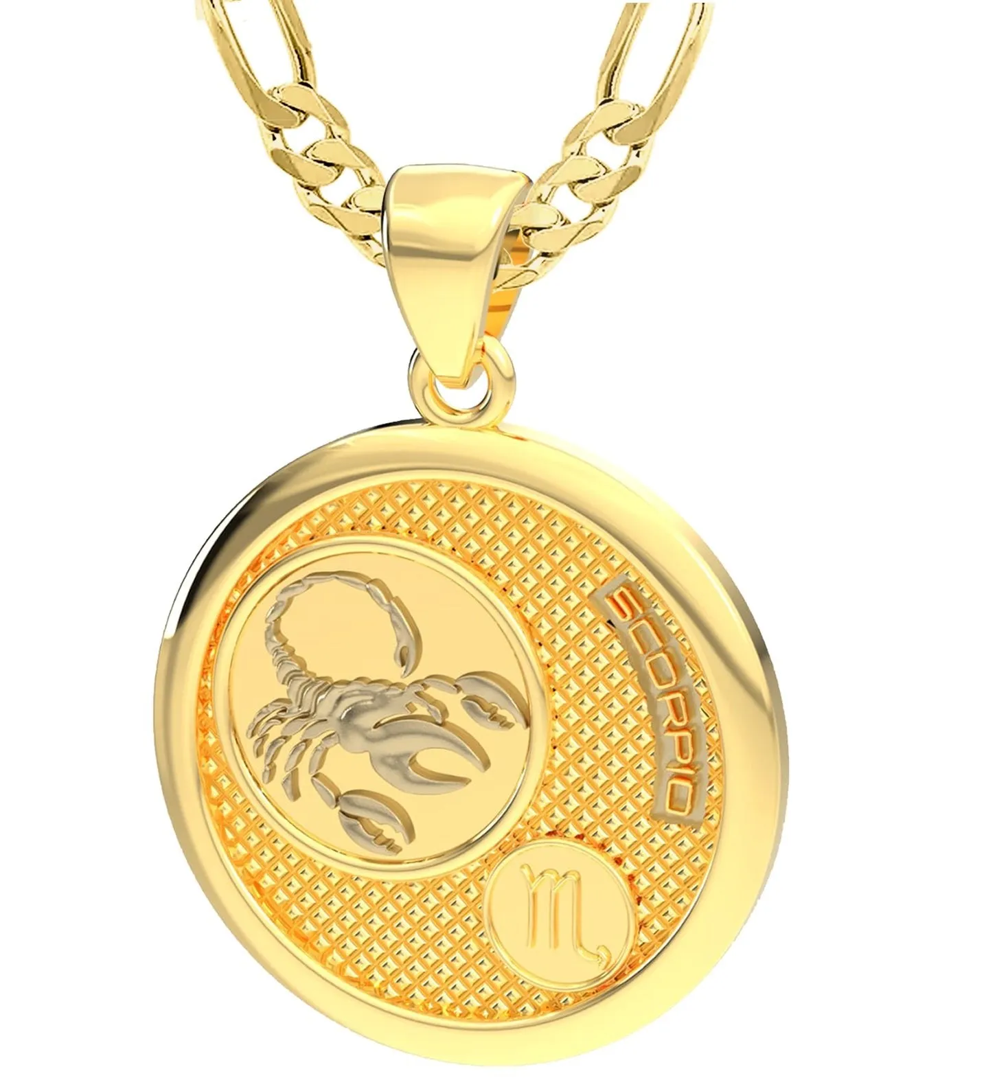 Men's 14k Yellow Gold Scorpio the Scorpion Zodiac Pendant Necklace, 33mm