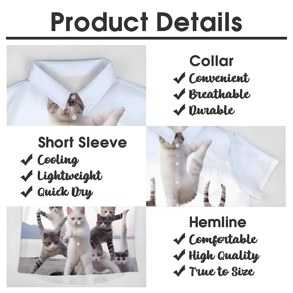 Men's Fun Cat Prints Casual Short Sleeve Shirt 2404000062