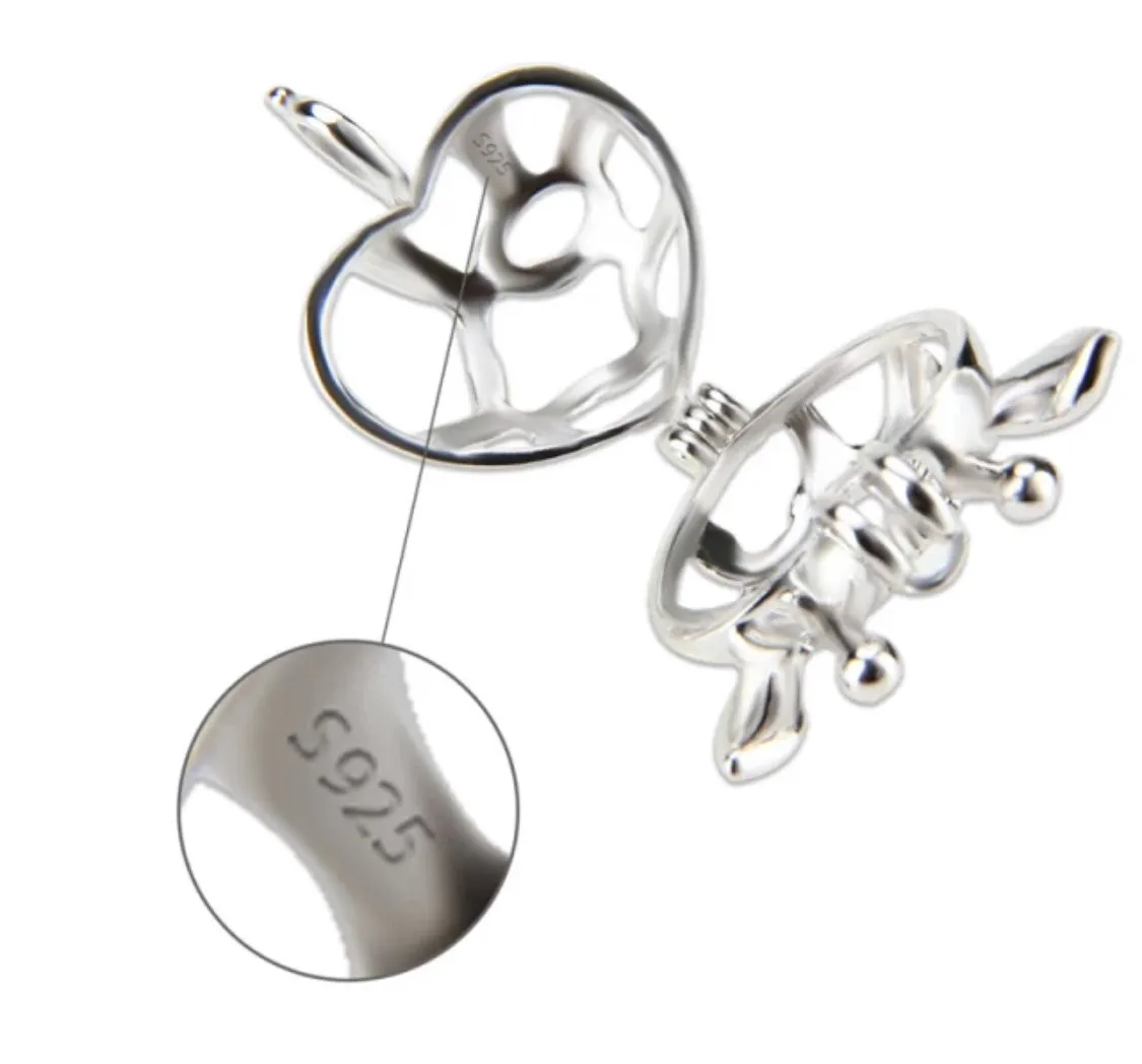 Merry Christmas Reindeer Sterling Silver Cage Necklace Set