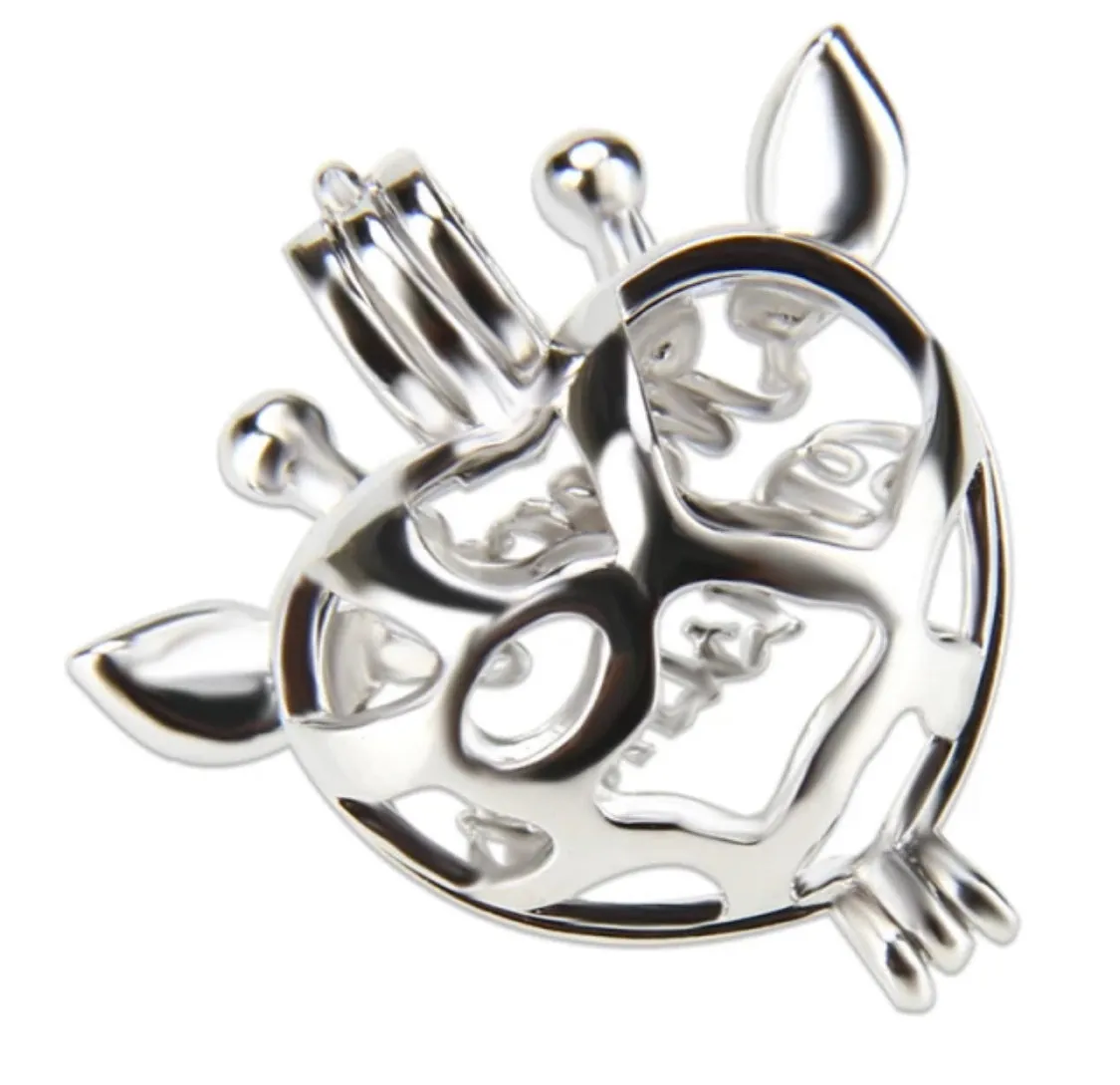 Merry Christmas Reindeer Sterling Silver Cage Necklace Set