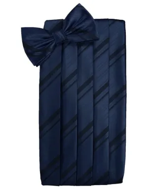Midnight Striped Satin Cummerbund