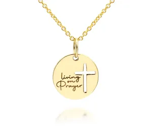 Mini Living on Prayer Gold Cross Necklace