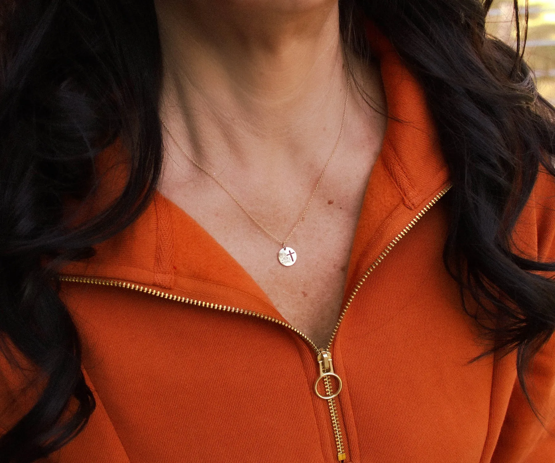 Mini Living on Prayer Gold Cross Necklace
