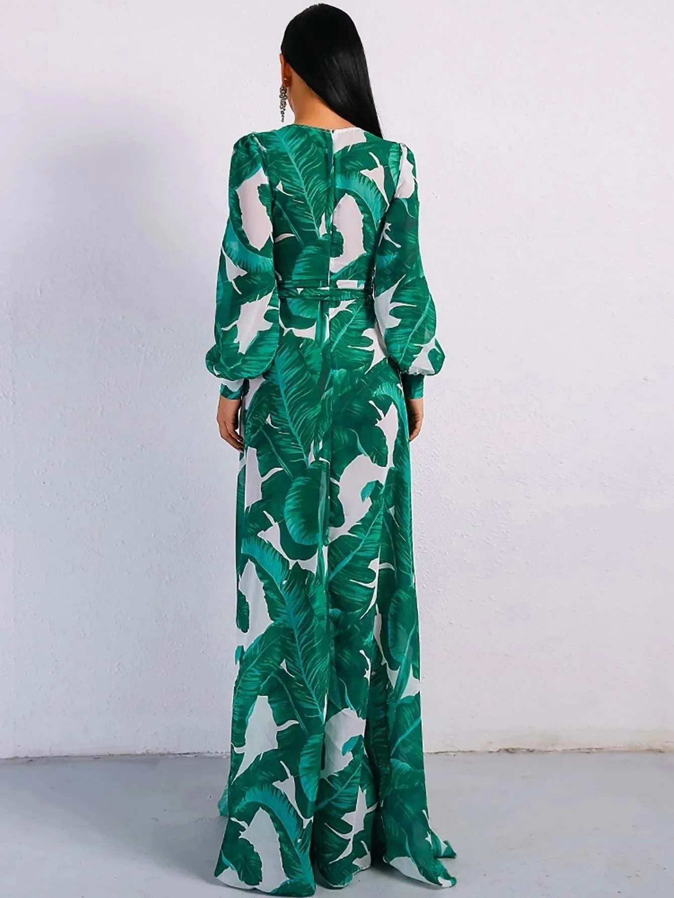 Missord Resort Greenleaf Print Maxi Dress FT9106