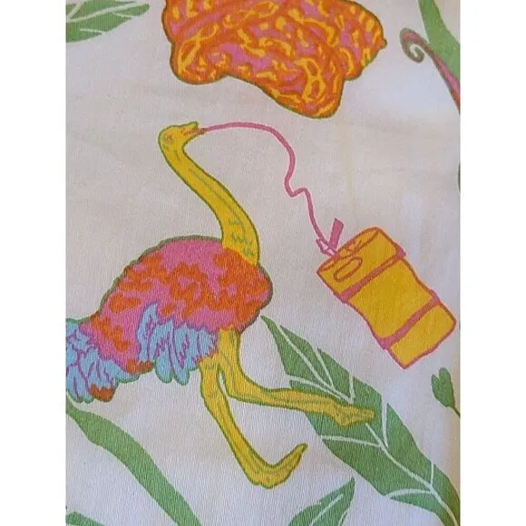 ModCloth Midi Skirt Women Tropical Print Multicolor Belted Kitch Lined | 8 EUC