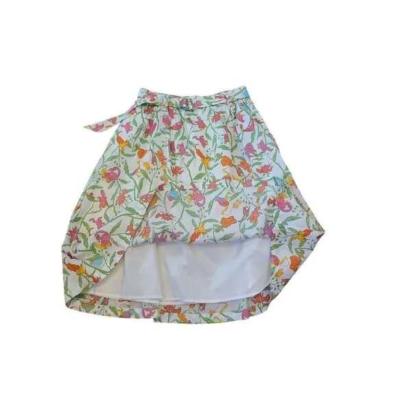 ModCloth Midi Skirt Women Tropical Print Multicolor Belted Kitch Lined | 8 EUC
