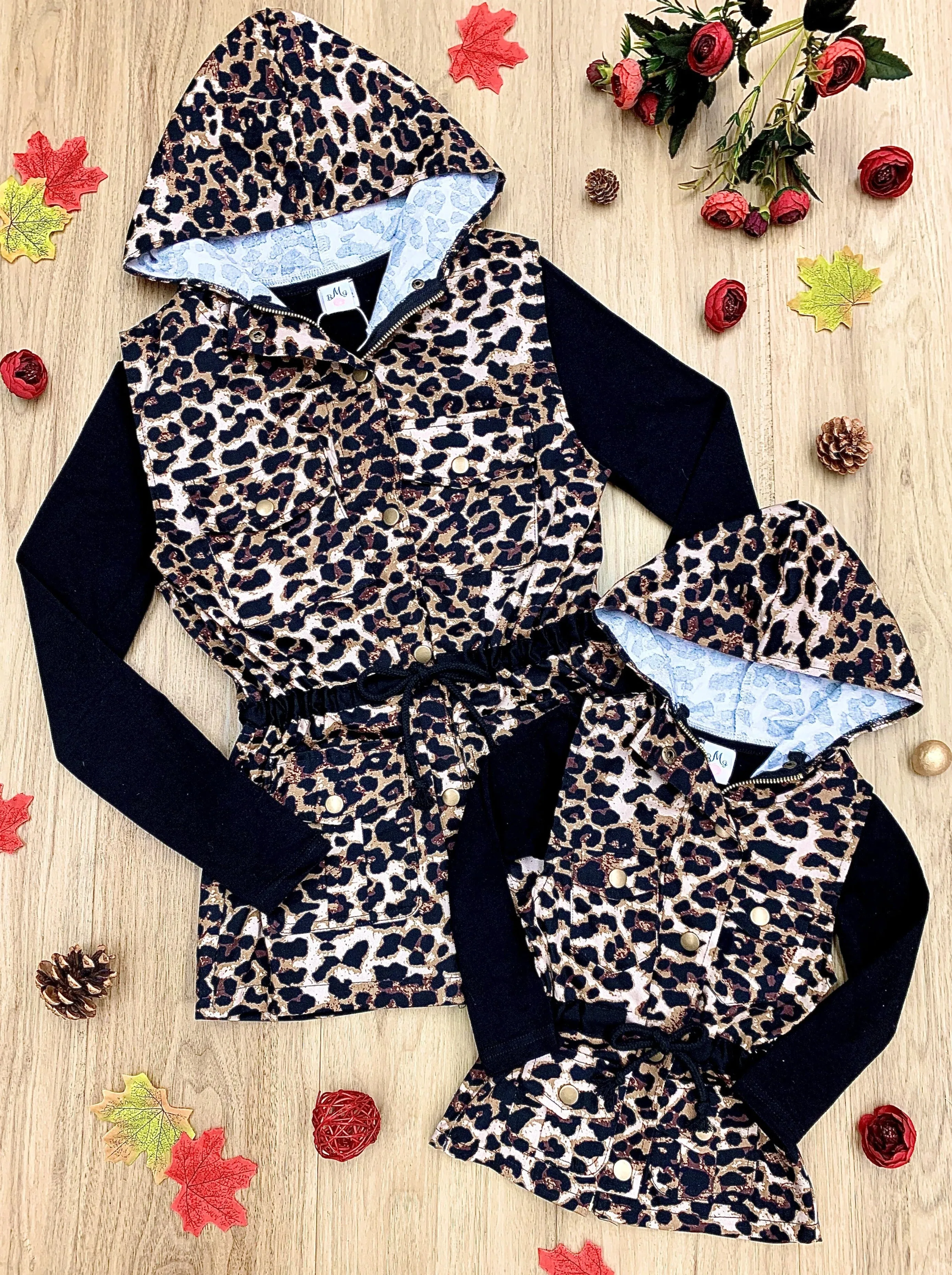 Mommy and Me Top and Leopard Hoodie Vest Set