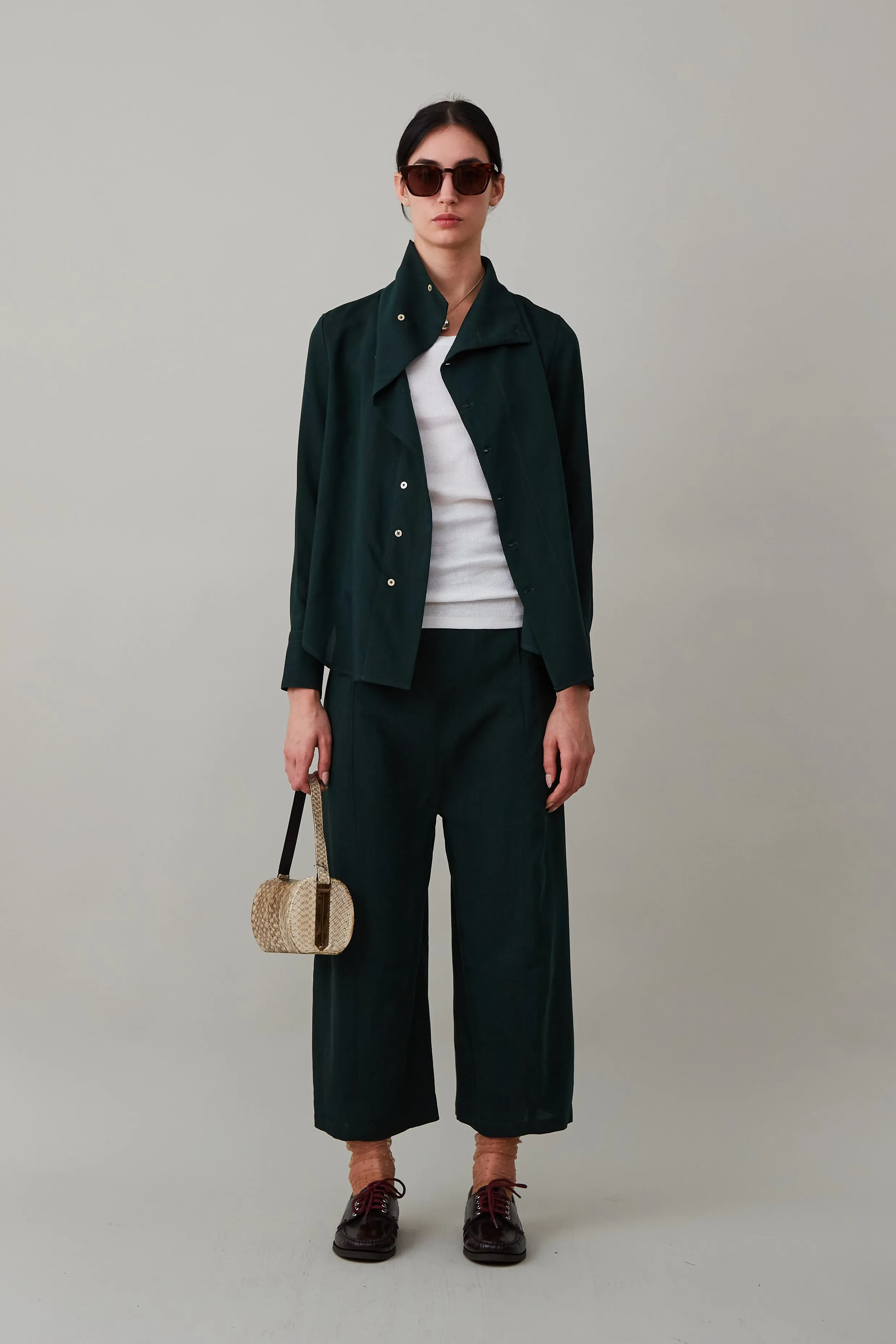 MORGAN PANT | FOREST TROPICAL WOOL