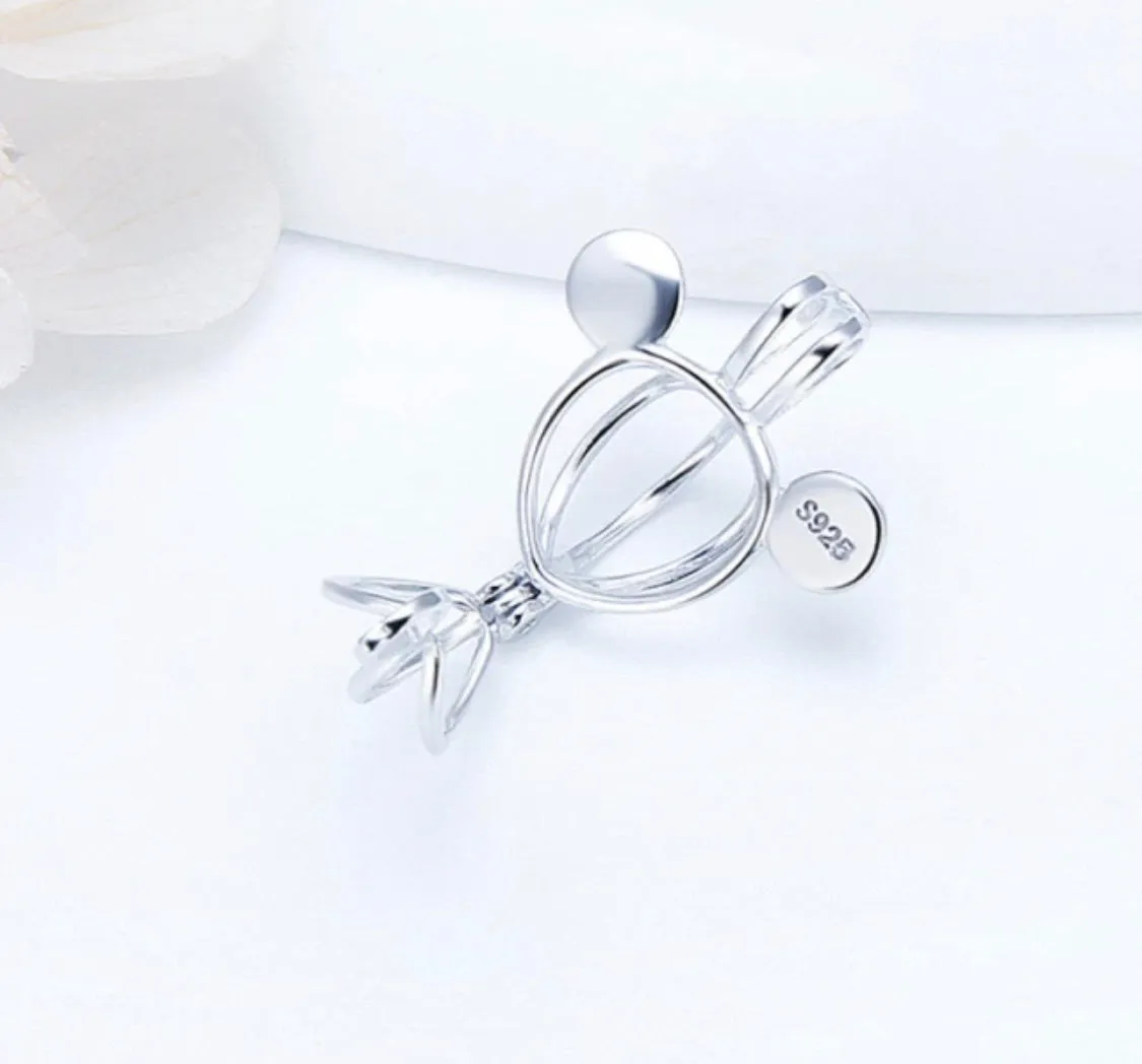 Mouse Sterling Silver Cage Necklace Set