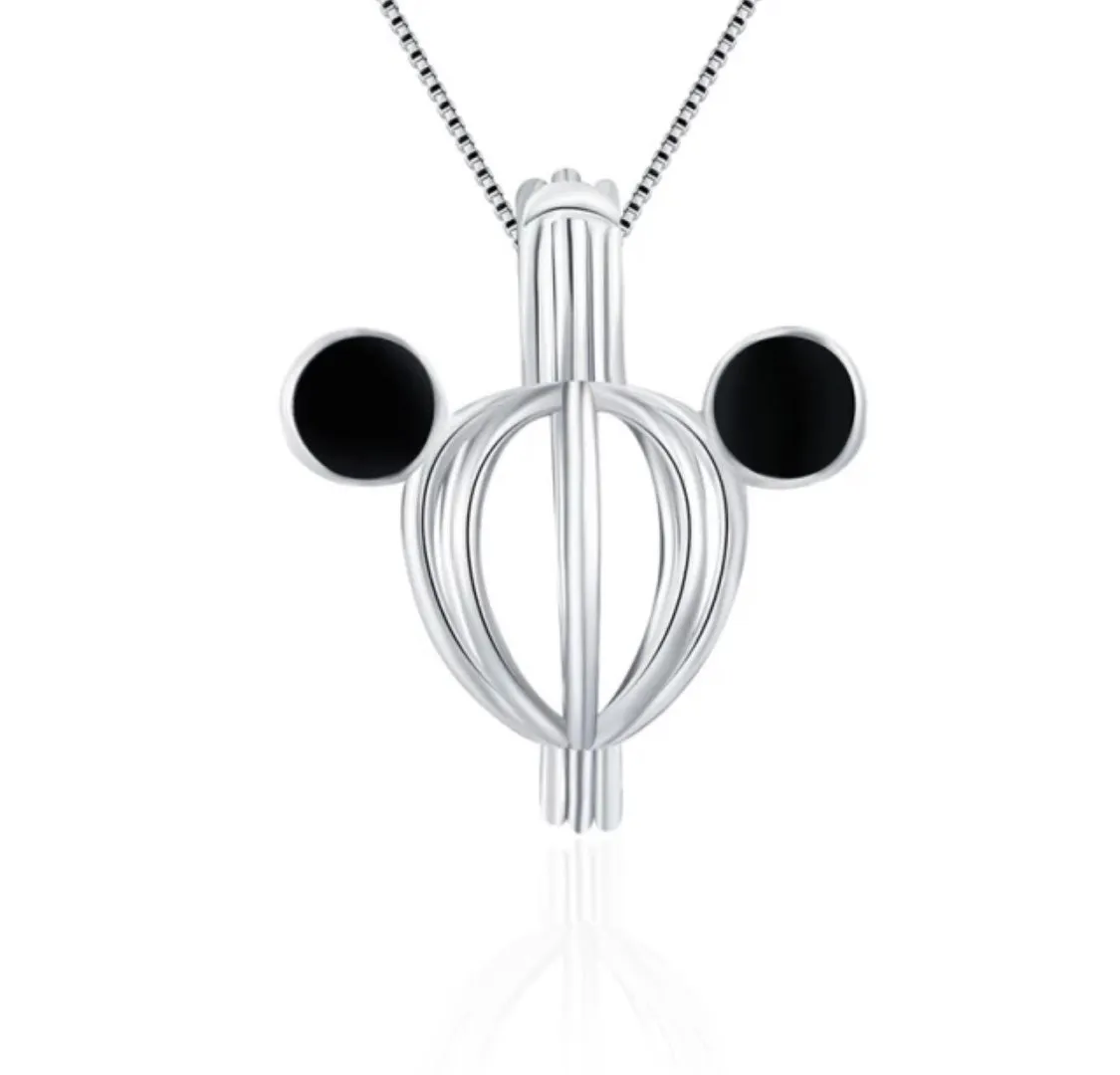 Mouse Sterling Silver Cage Necklace Set