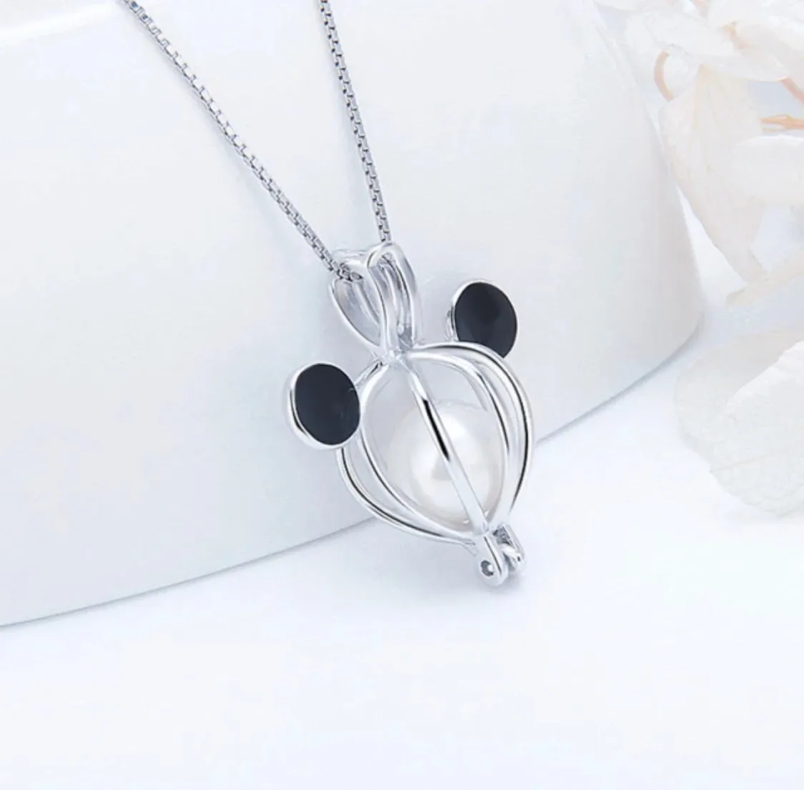 Mouse Sterling Silver Cage Necklace Set