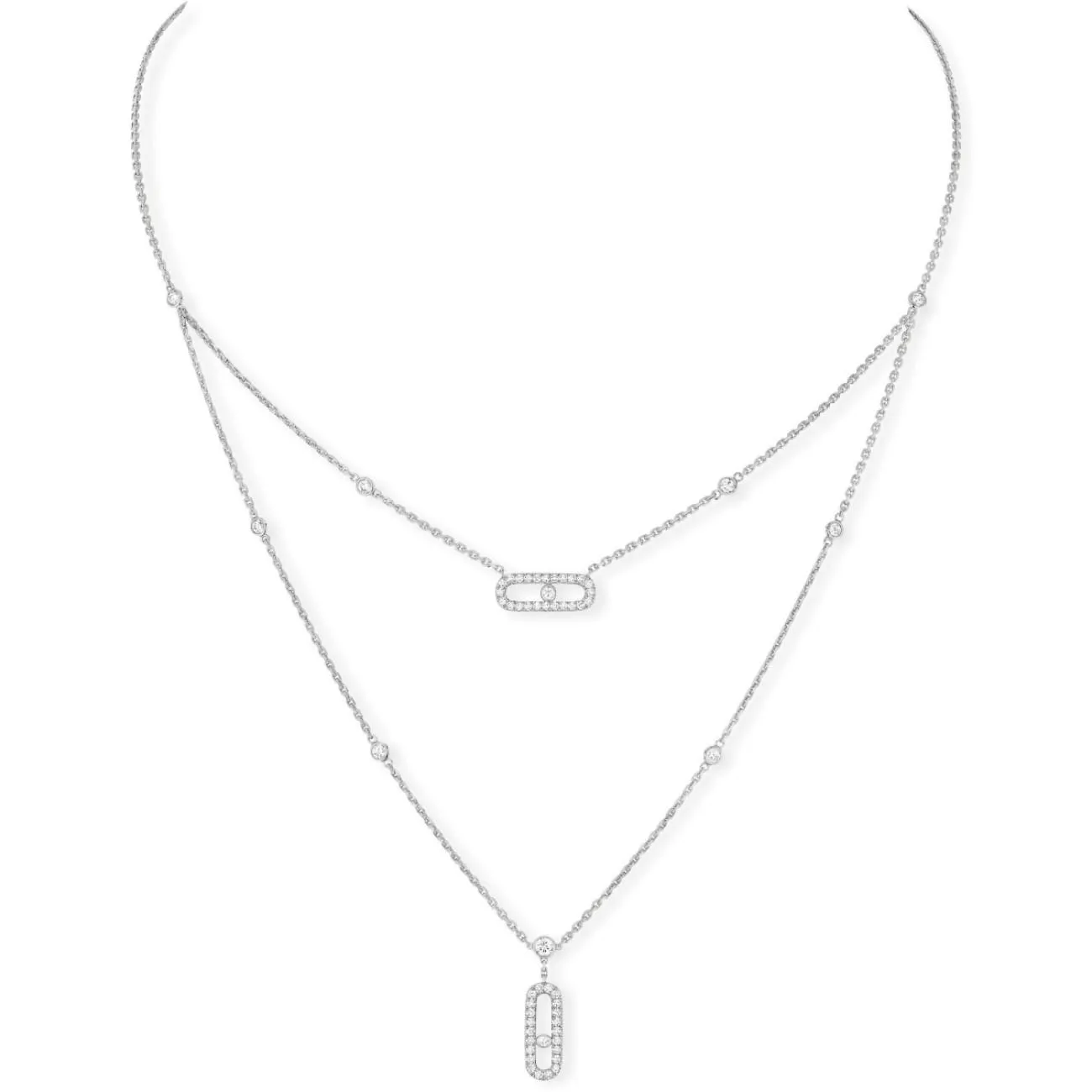 Move Uno 18K White Gold 2 Rows Pavé