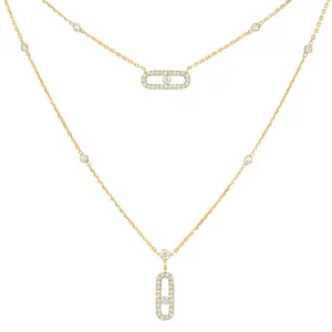 Move Uno 18K Yellow Gold 2 Rows Pavé Diamond Necklace