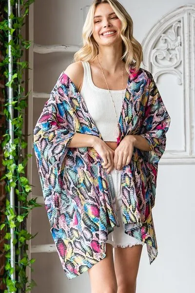 Multi Color Open Front Cardigan