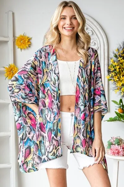 Multi Color Open Front Cardigan