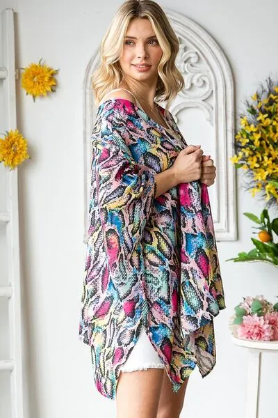 Multi Color Open Front Cardigan