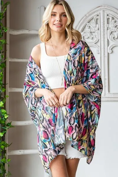Multi Color Open Front Cardigan