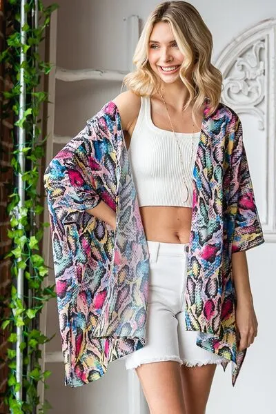 Multi Color Open Front Cardigan
